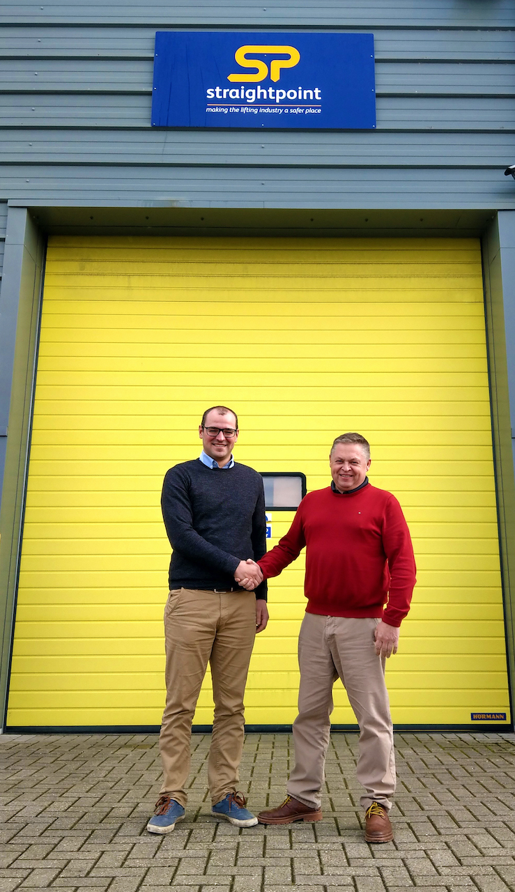 Thomas Dietvorst (left), general manager, load monitoring and former Straightpoint owner David Ayling outside the company’s Hampshire, UK facility.