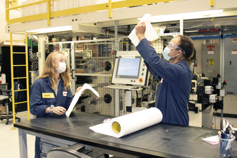 3M COVID-19 test team at the pilot lab facility at 3M's global headquarters in St. Paul, Minnesota