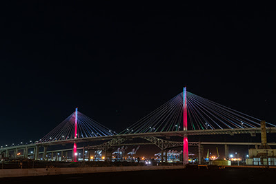 Port of Long Beach bridge lighting image