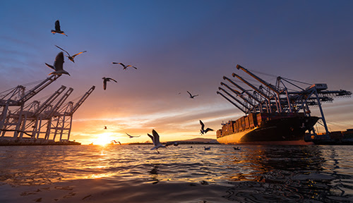 Port of Long Beach sunset image