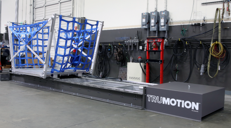 The Lansmont TruMotion Sled is used to simulate the dynamic horizontal stresses experienced by unitized loads when transport vehicles brake and turn. image