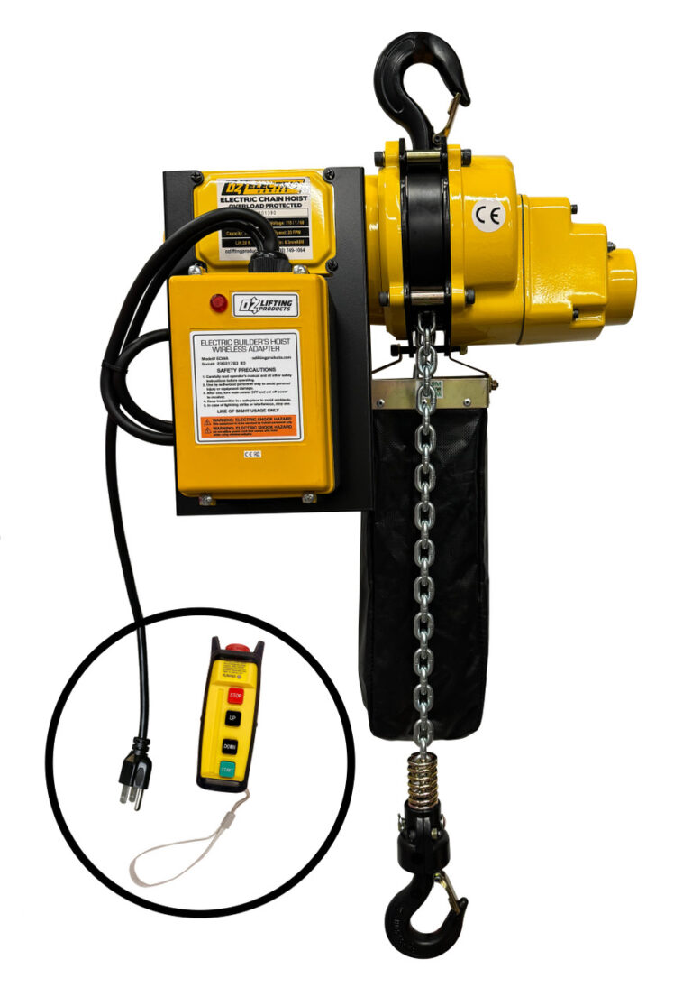 Wireless options are available for 1,000 lbs., 2,000 lbs., and 4,000 lbs. capacity electric chain hoists. image