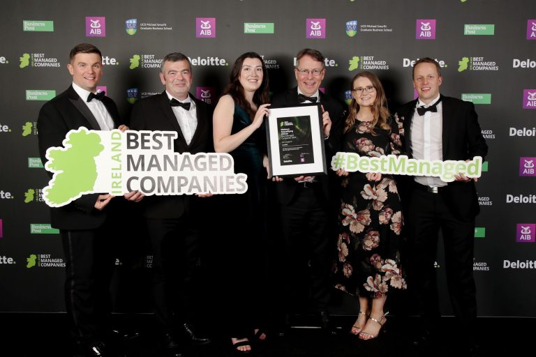 Pictured Left to Right: Kevin Hughes, James Sheerin, Karen O’Connell (Deloitte), Martin McVicar, Emma Marron, Christopher Lovett image