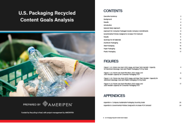 Cover page of AMERIPEN’s new study, U.S. Packaging Recycled Content Goals Analysis, available in full as a free download on the AMERIPEN website image